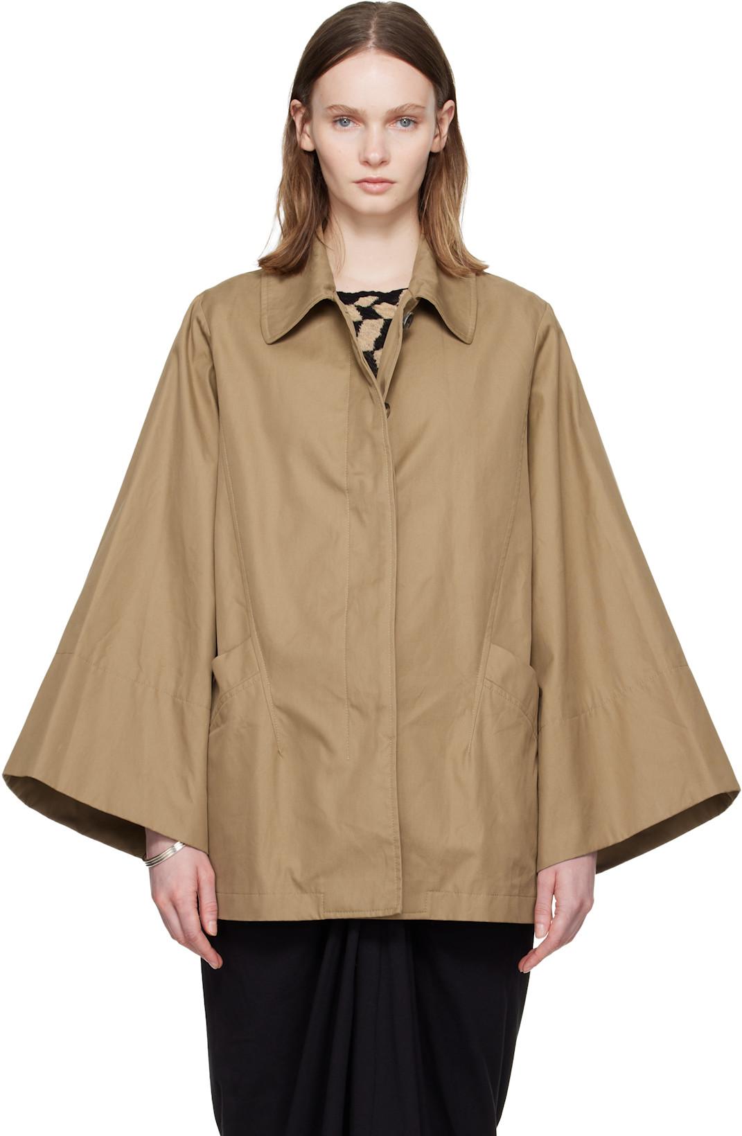 Beige Wide Sleeve Coat by DRIES VAN NOTEN