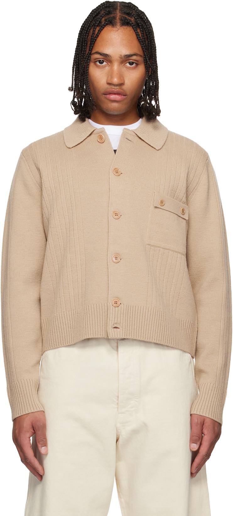 Beige Wool Cardigan by DRIES VAN NOTEN