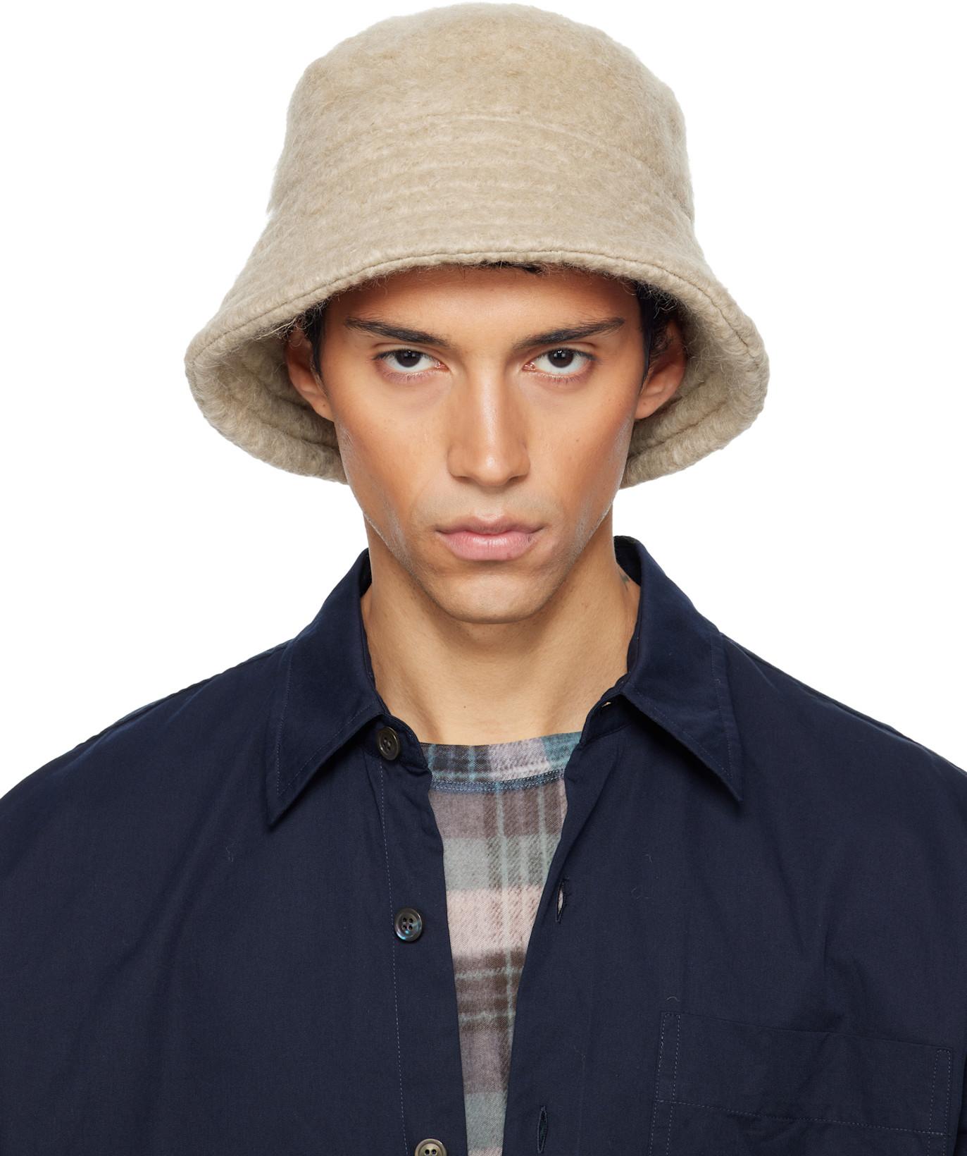 Beige Wool Mohair Bucket Hat by DRIES VAN NOTEN
