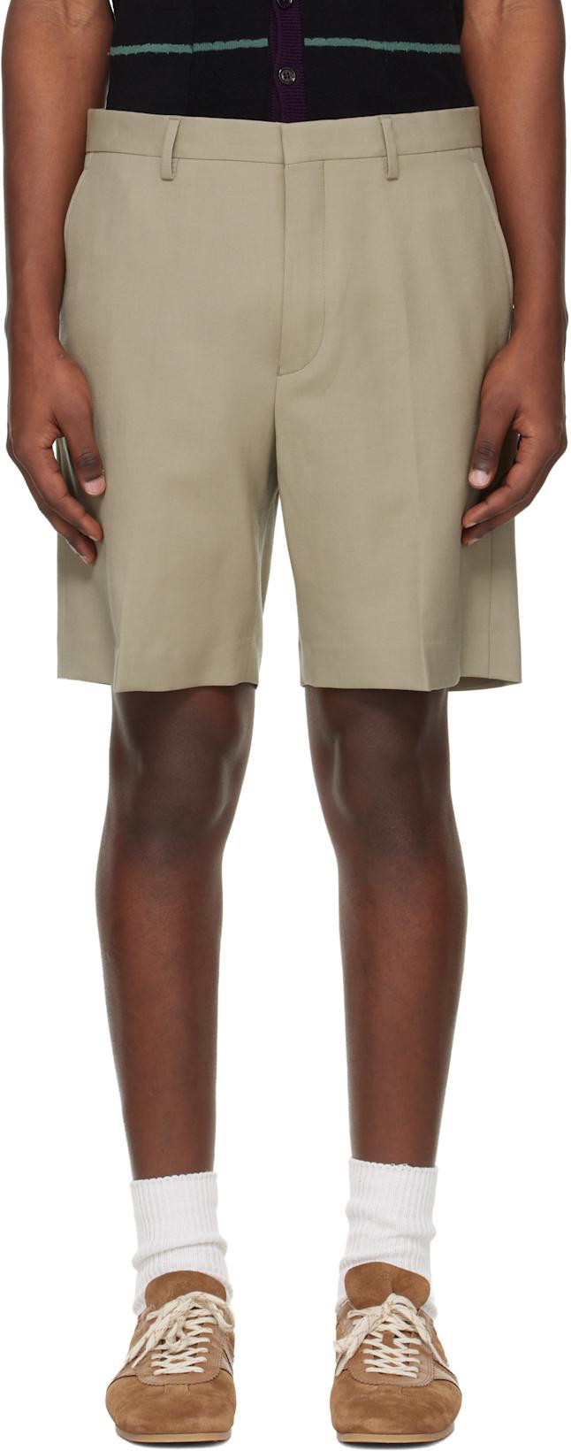 Beige Wool Shorts by DRIES VAN NOTEN