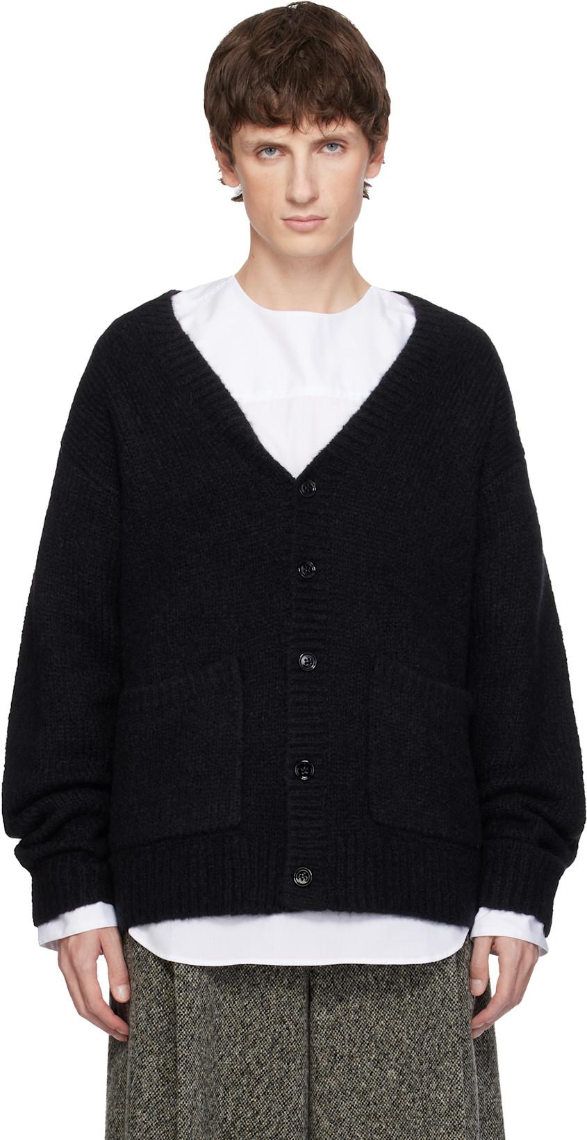 Black Alpaca & Merino Wool Cardigan by DRIES VAN NOTEN