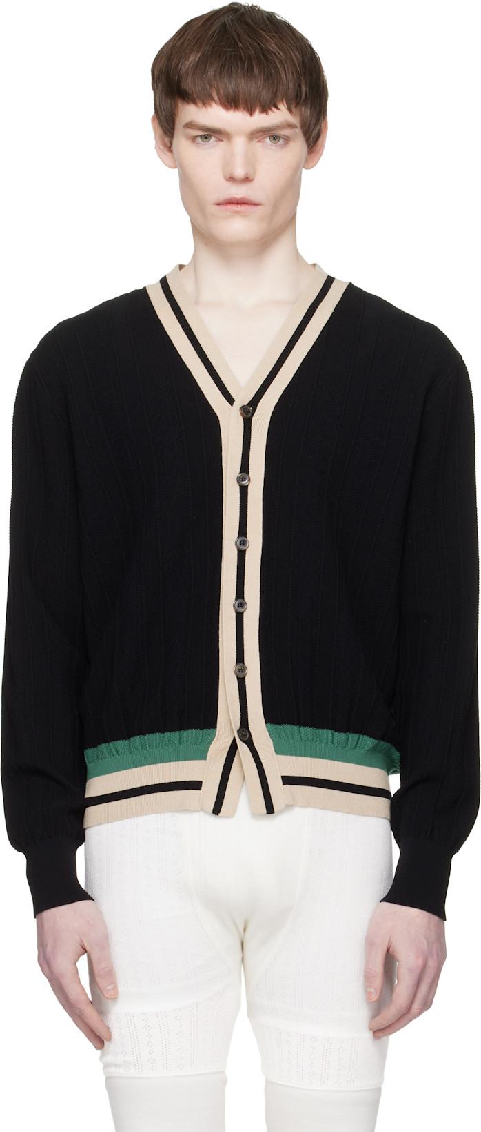 Black Block Stripe Cardigan by DRIES VAN NOTEN