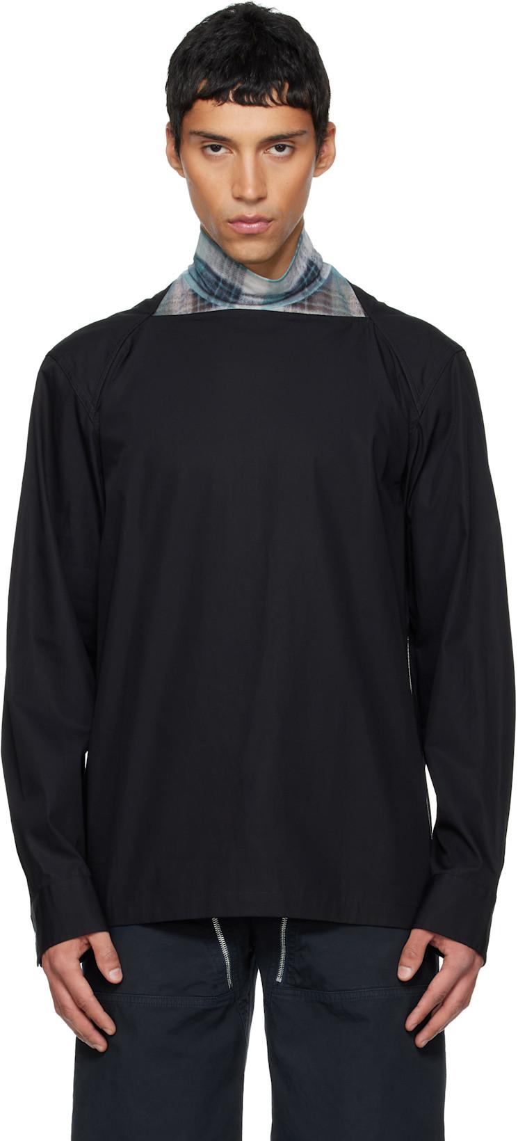 Black Boat Neck Cotton Shirt by DRIES VAN NOTEN