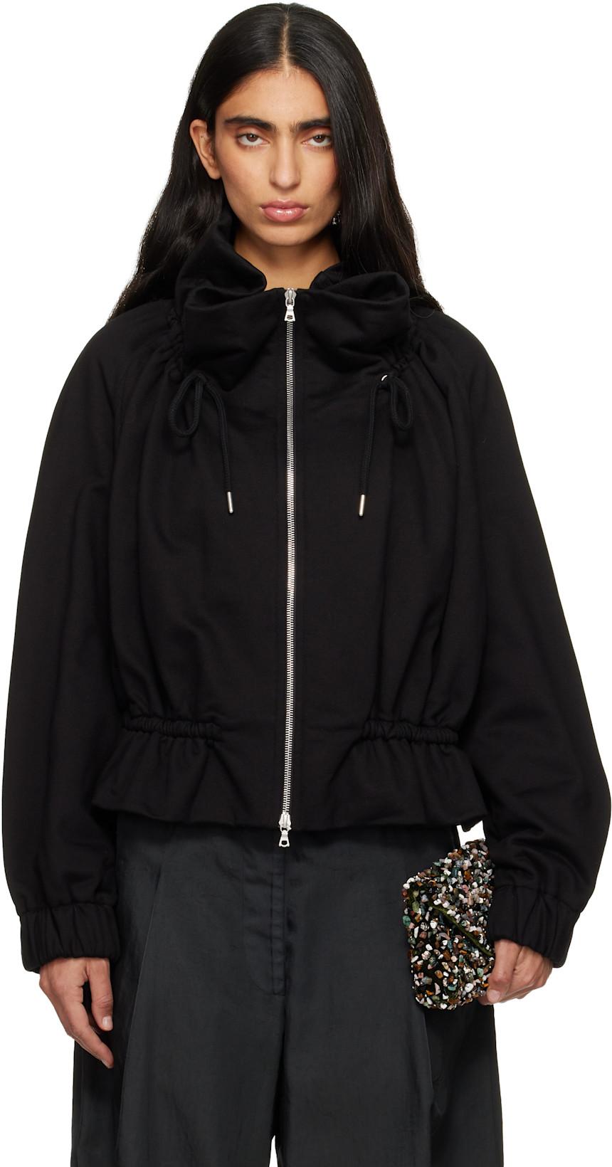 Black Cocoon Jersey Track Jacket by DRIES VAN NOTEN