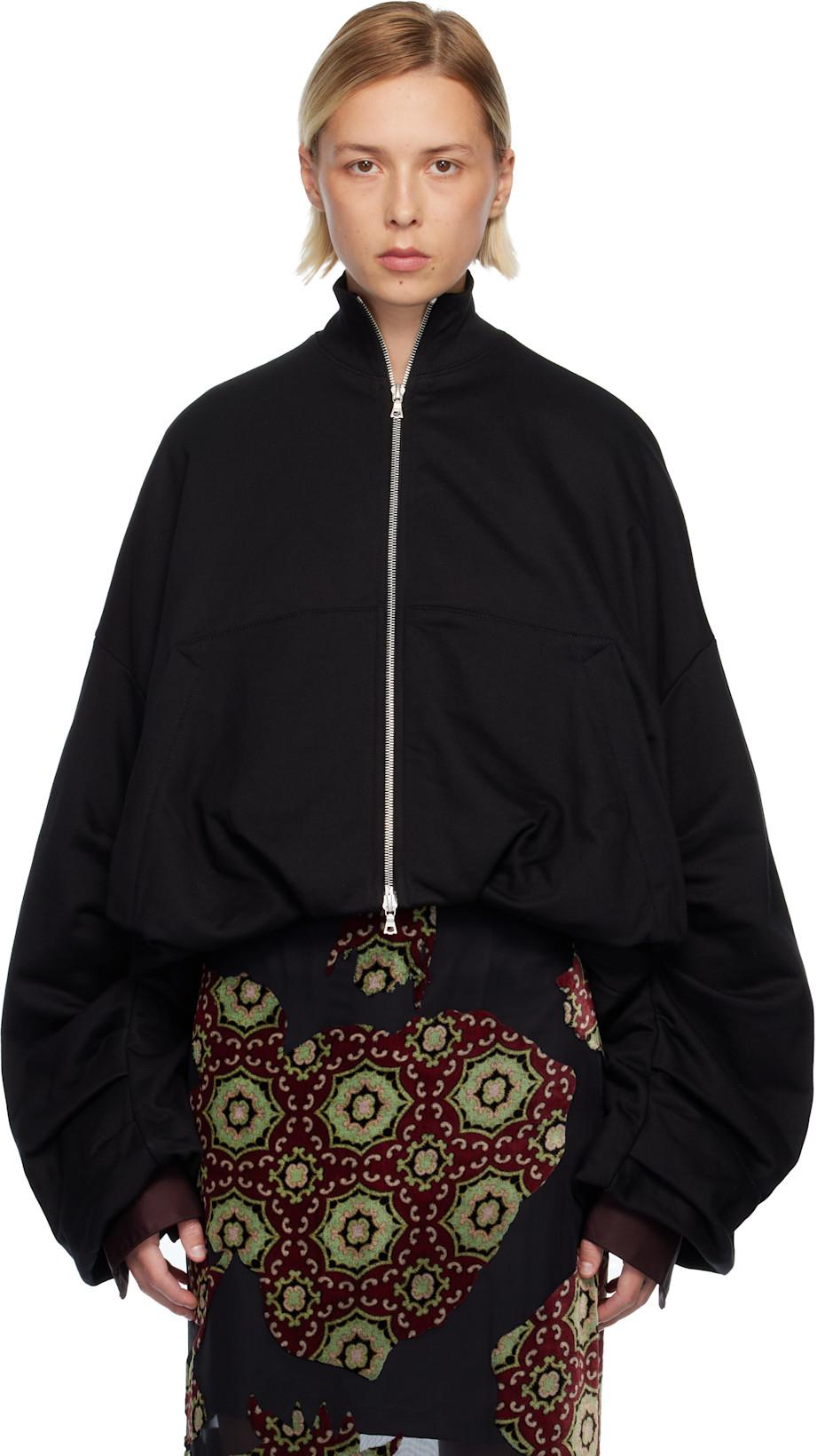 Black Draped Jersey Jacket by DRIES VAN NOTEN