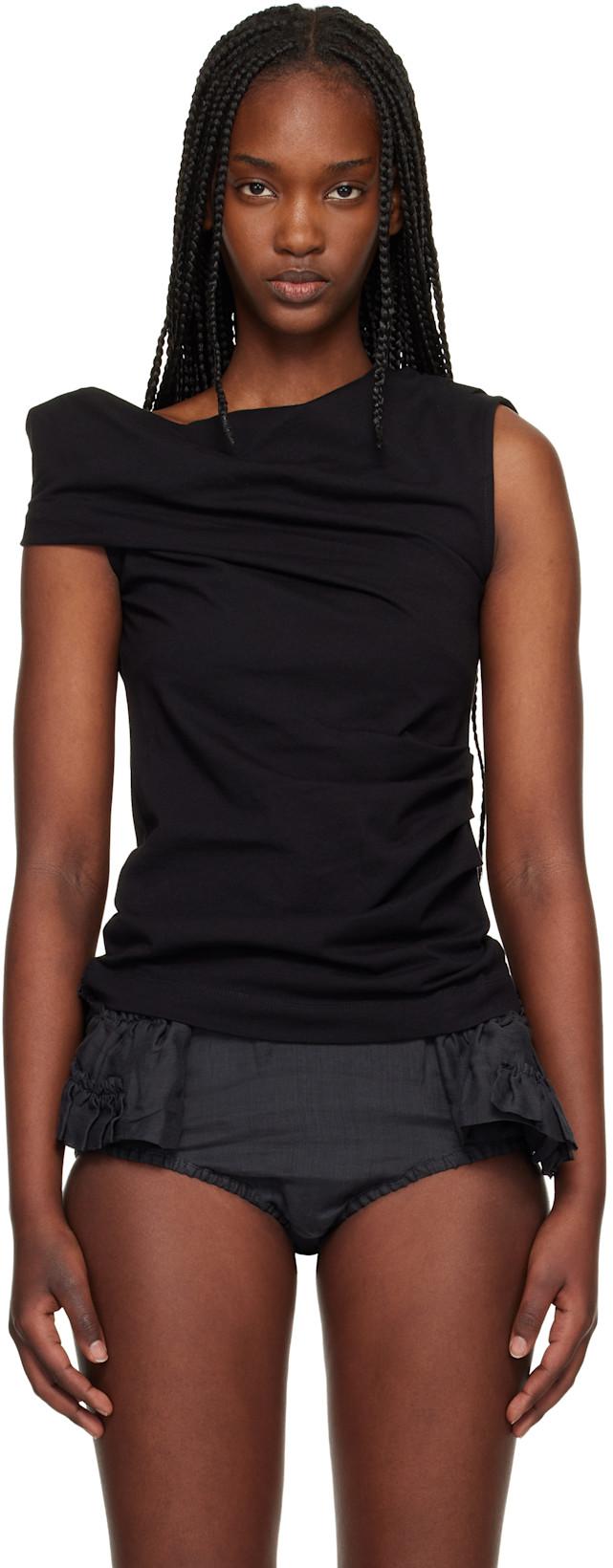 Black Draped Tank Top by DRIES VAN NOTEN
