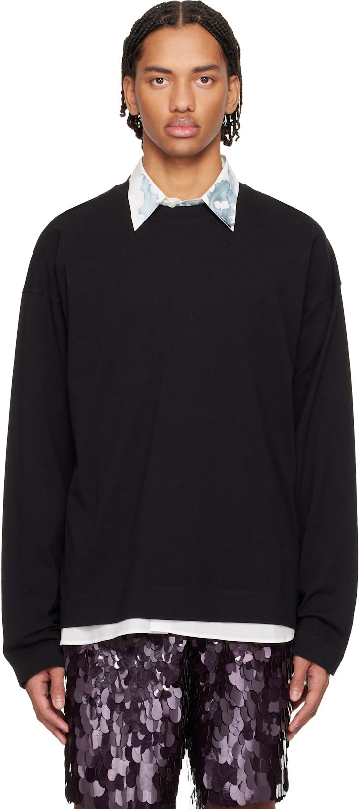 Black Dropped Shoulder T-shirt by DRIES VAN NOTEN