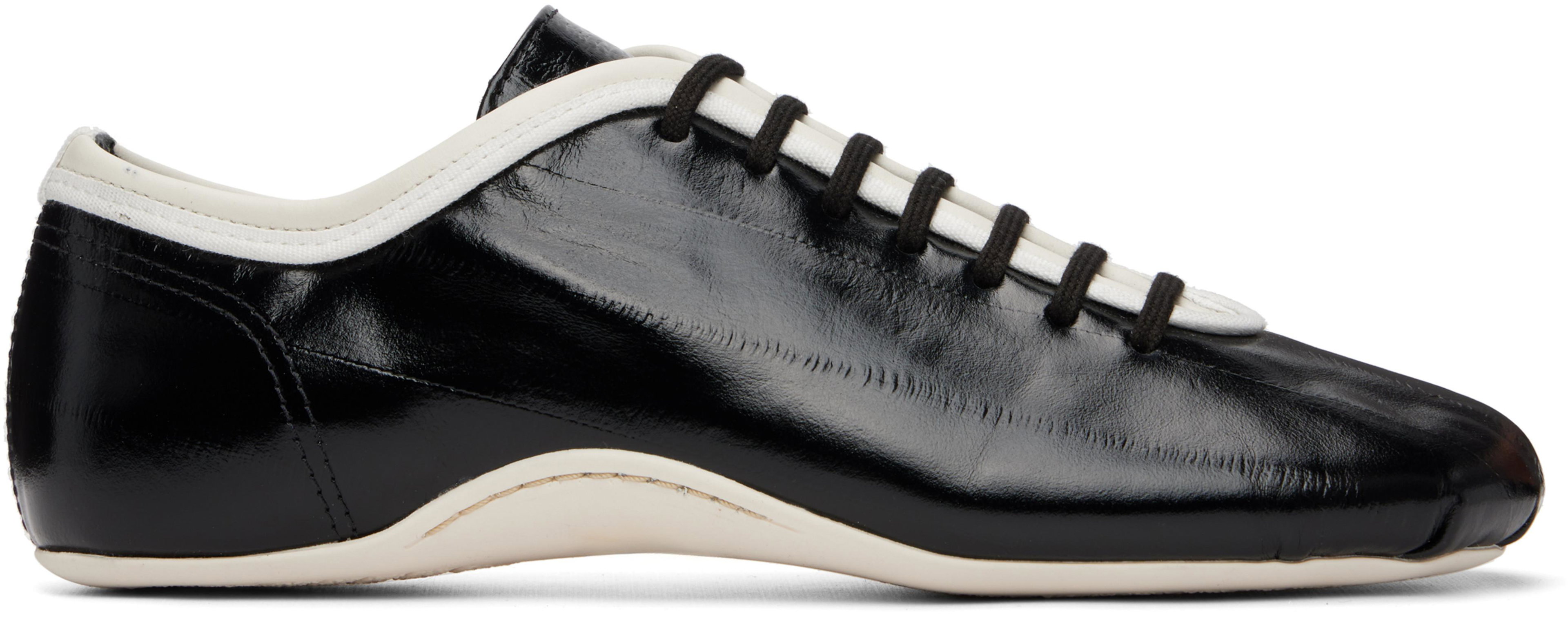 Black Leather Ballerina Sneakers by DRIES VAN NOTEN