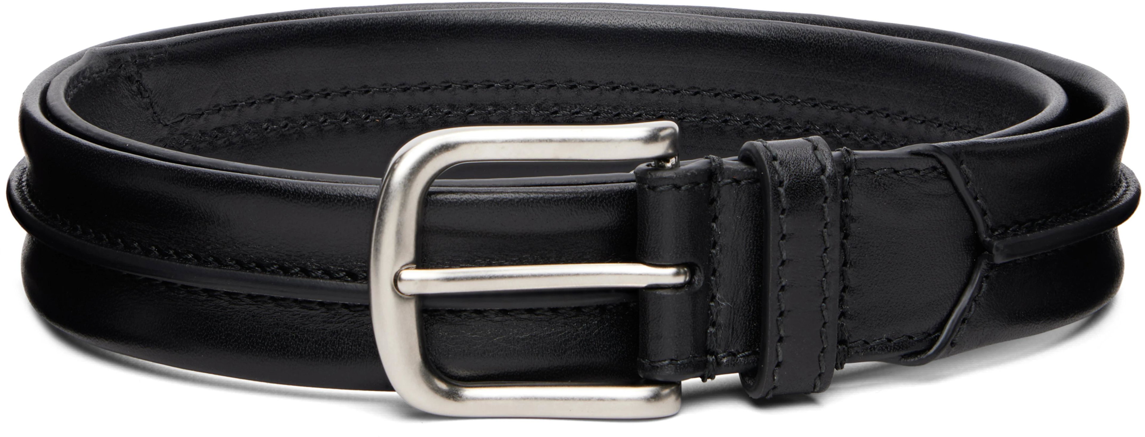 Black Leather Belt by DRIES VAN NOTEN
