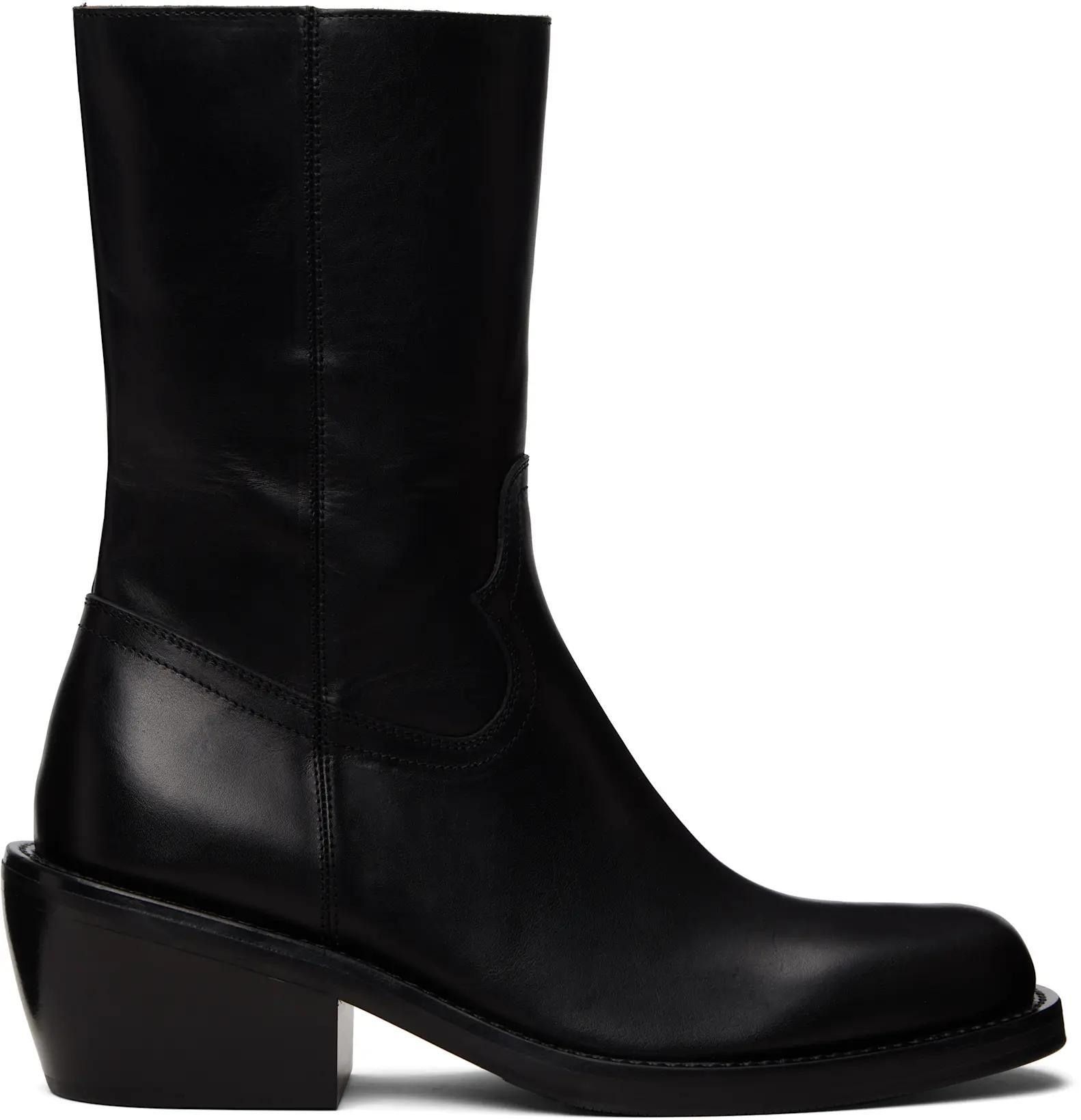 Black Leather Boots by DRIES VAN NOTEN