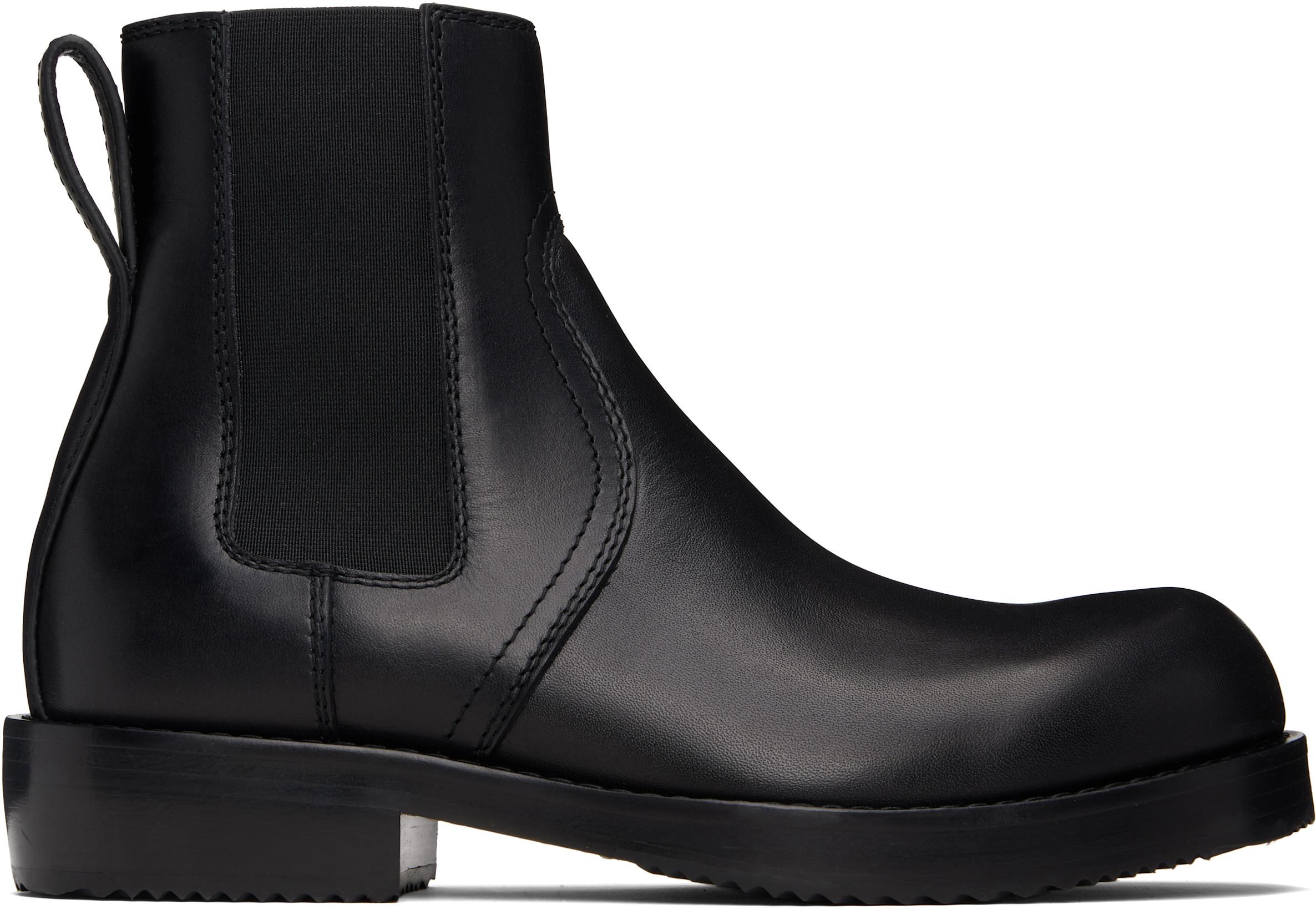 Black Leather Chelsea Boots by DRIES VAN NOTEN