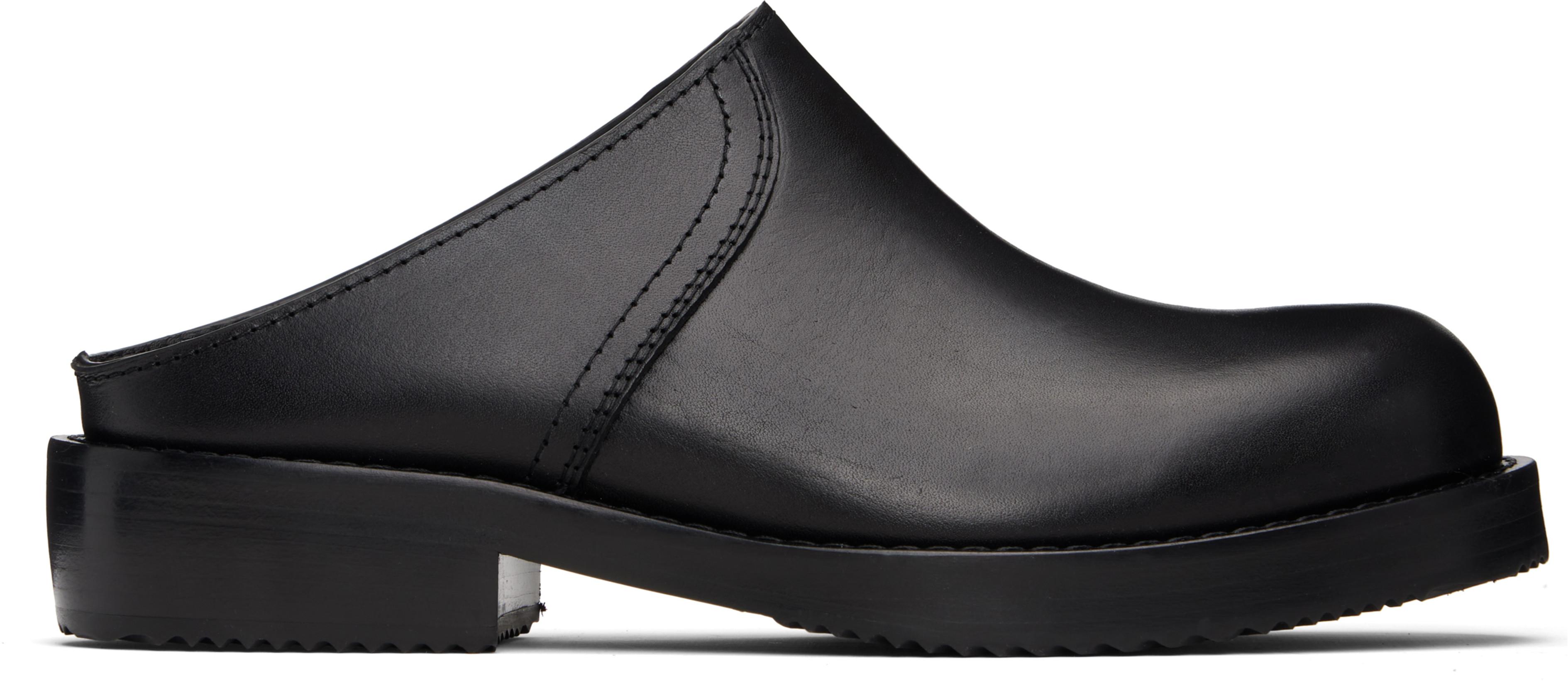 Black Leather Clogs by DRIES VAN NOTEN