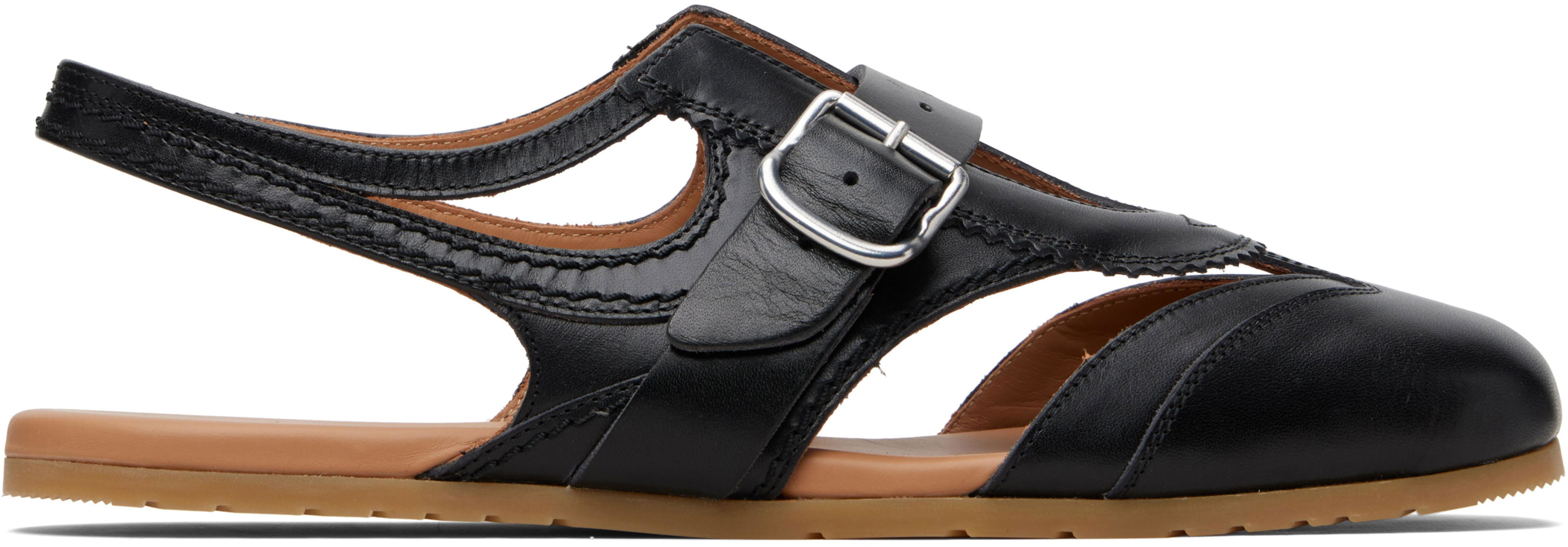 Black Leather Sandals by DRIES VAN NOTEN