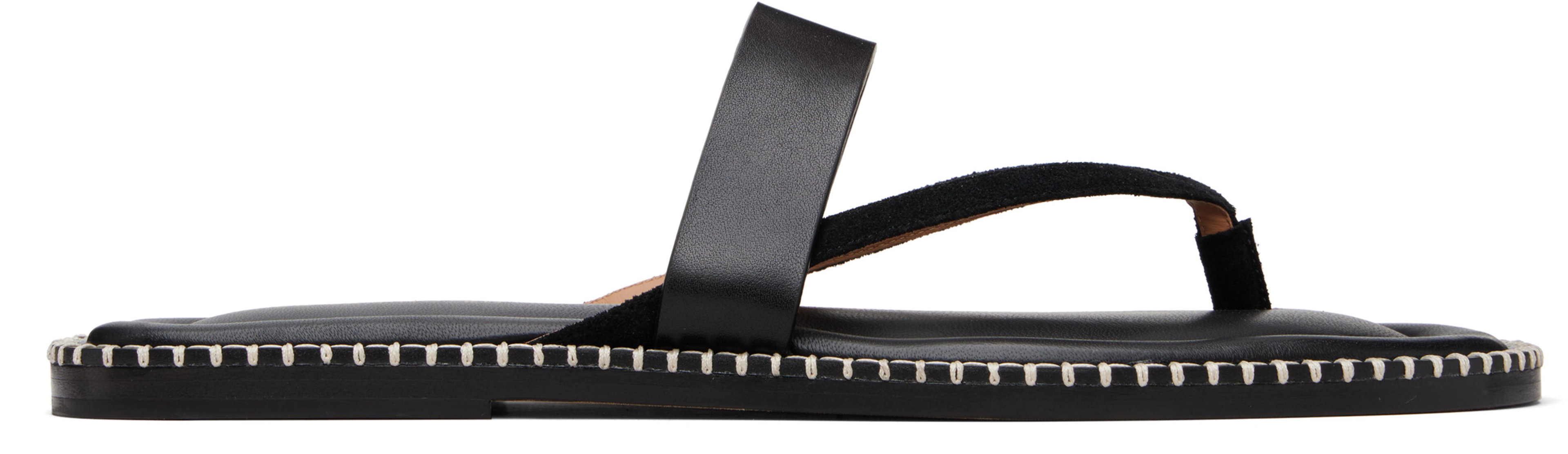 Black Leather Sandals by DRIES VAN NOTEN