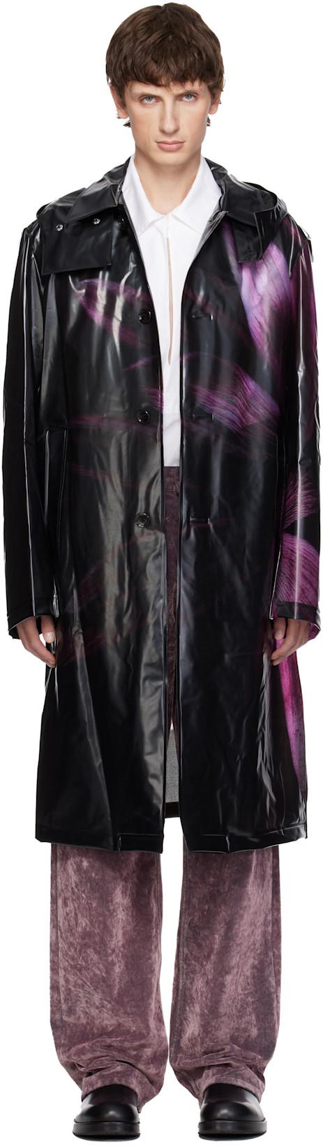 Black Loose Fit Mac Raincoat by DRIES VAN NOTEN