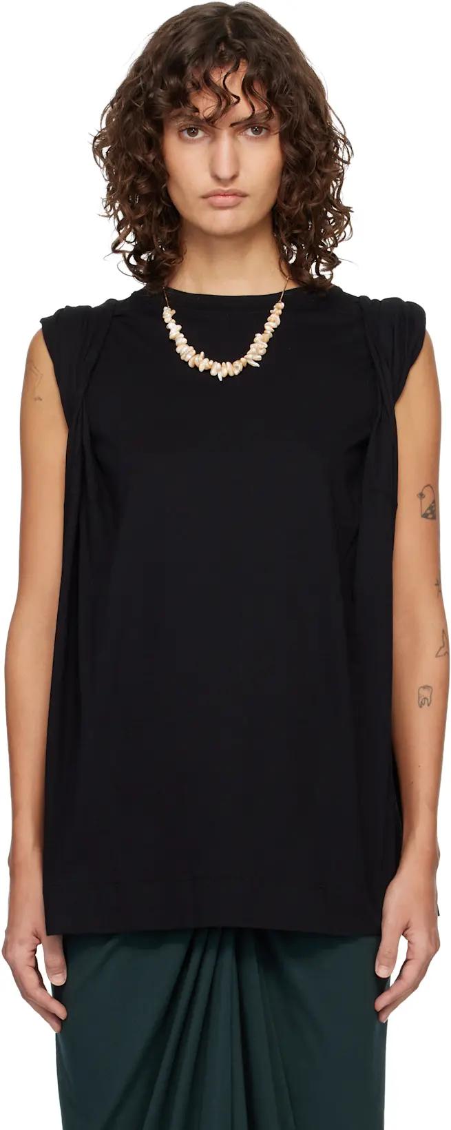 Black Loose Sleeveless T-shirt by DRIES VAN NOTEN