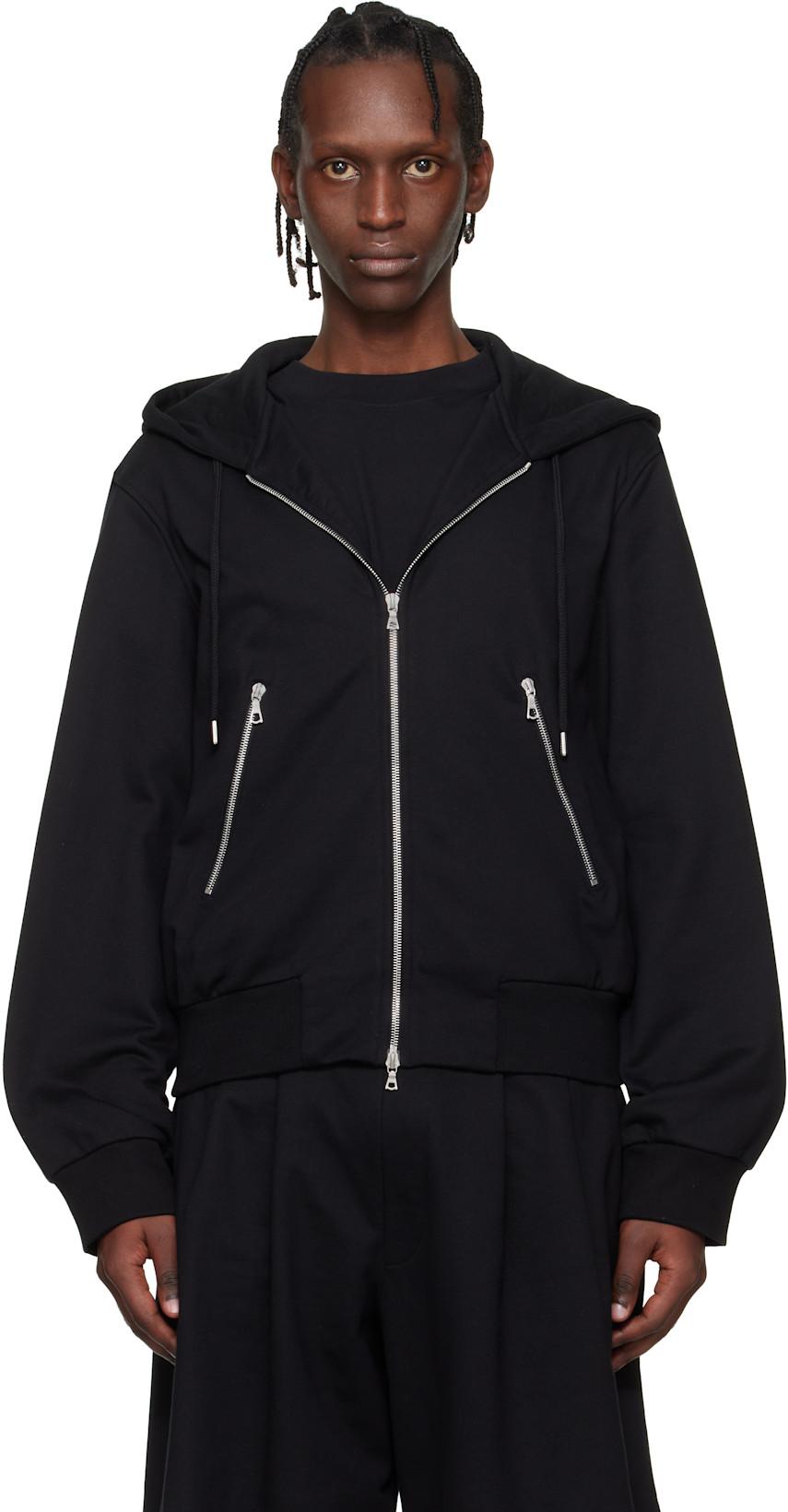 Black Loose Zipped Hoodie by DRIES VAN NOTEN