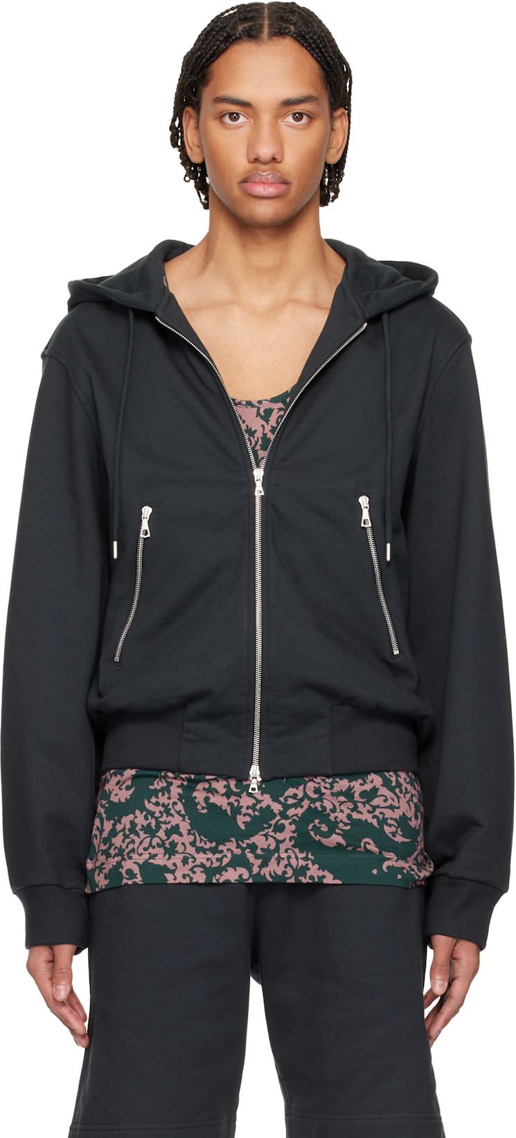 Black Loose Zipped Hoodie by DRIES VAN NOTEN