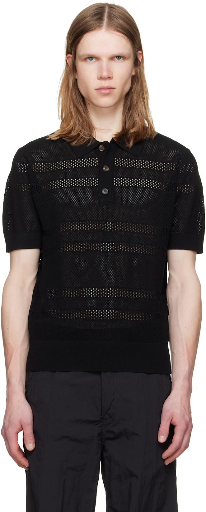 Black Mesh Polo by DRIES VAN NOTEN