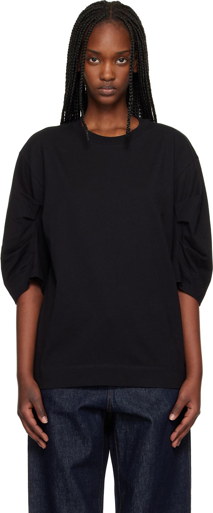 Black Pleated Sleeve T-shirt by DRIES VAN NOTEN