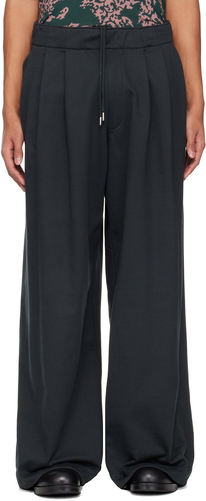 Black Pleated Sweatpants by DRIES VAN NOTEN