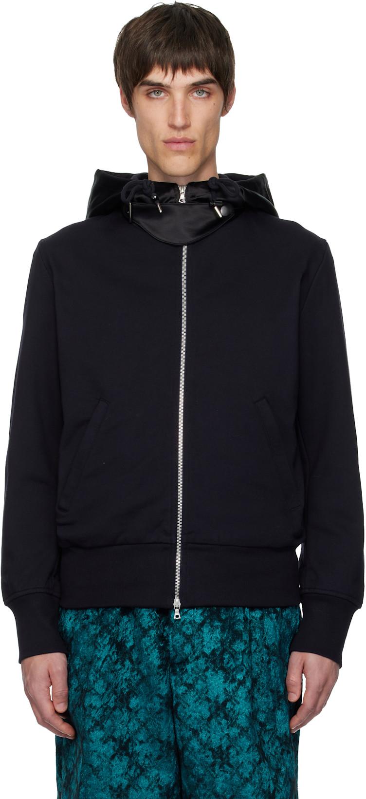 Black Printed Hoodie by DRIES VAN NOTEN