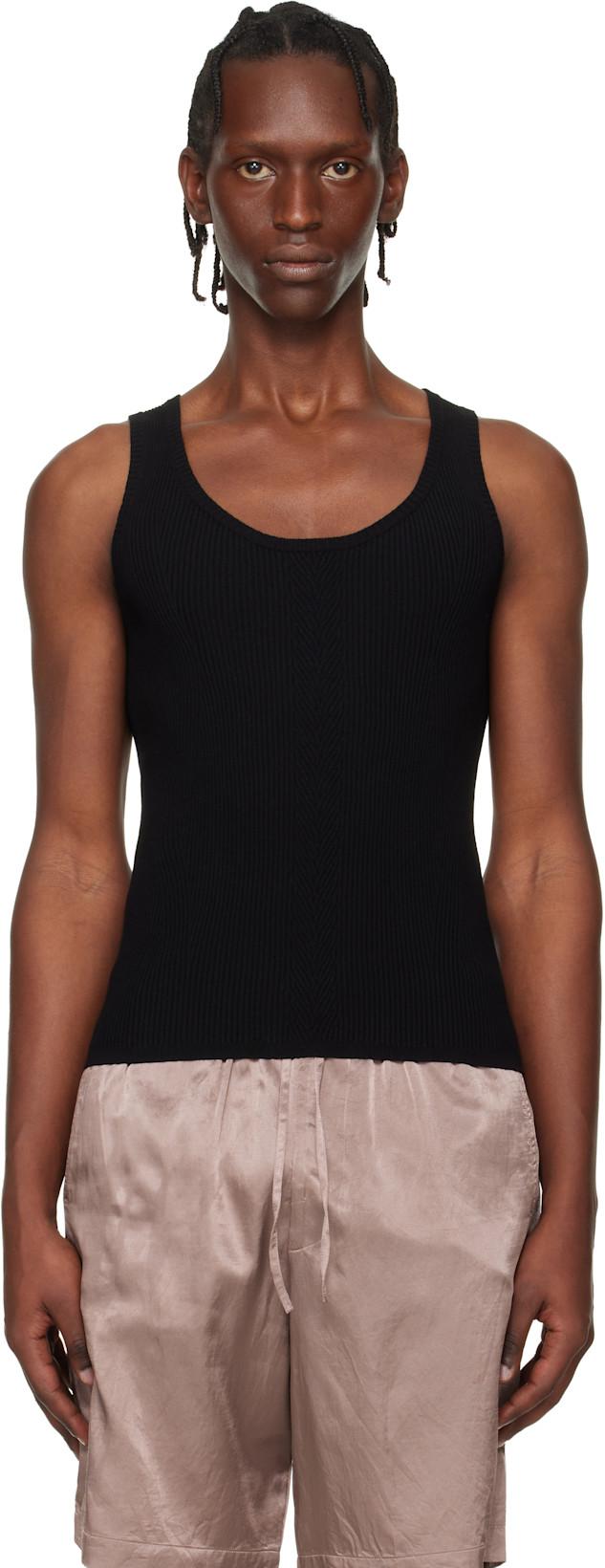 Black Rib Knit Tank Top by DRIES VAN NOTEN