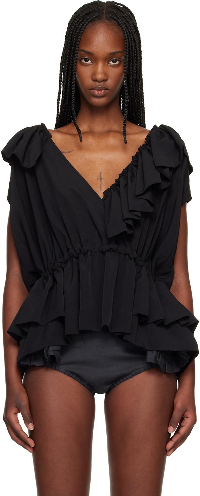 Black Ruffled Blouse by DRIES VAN NOTEN