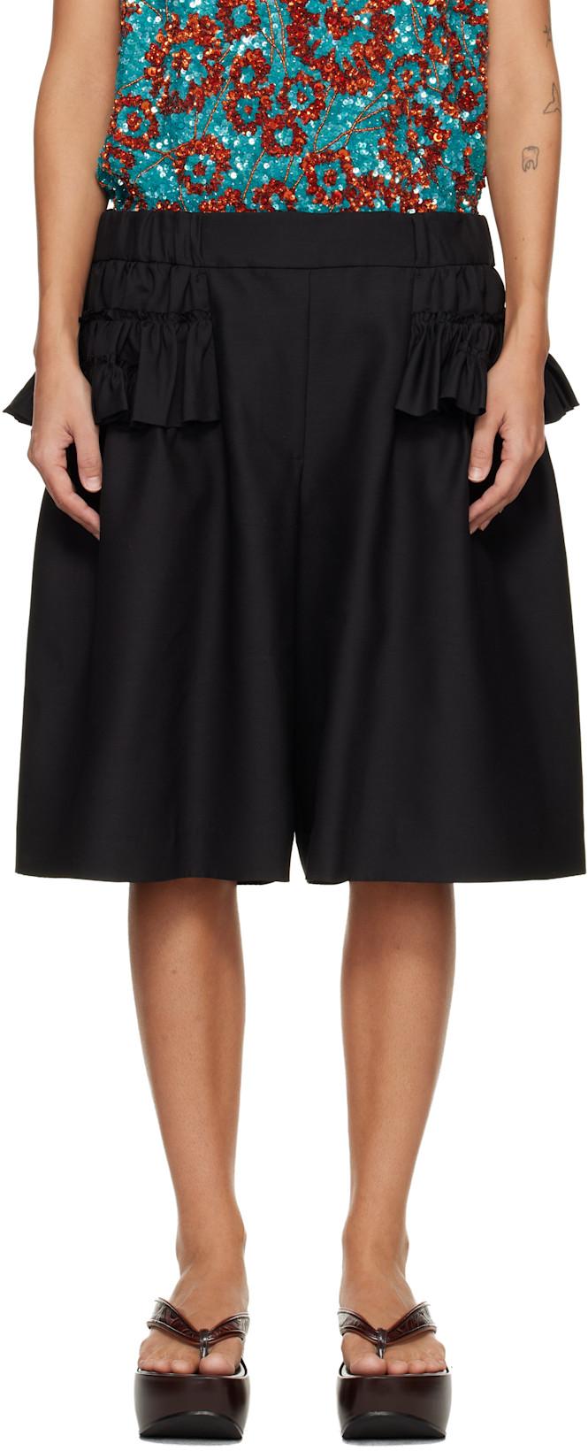 Black Ruffled Shorts by DRIES VAN NOTEN