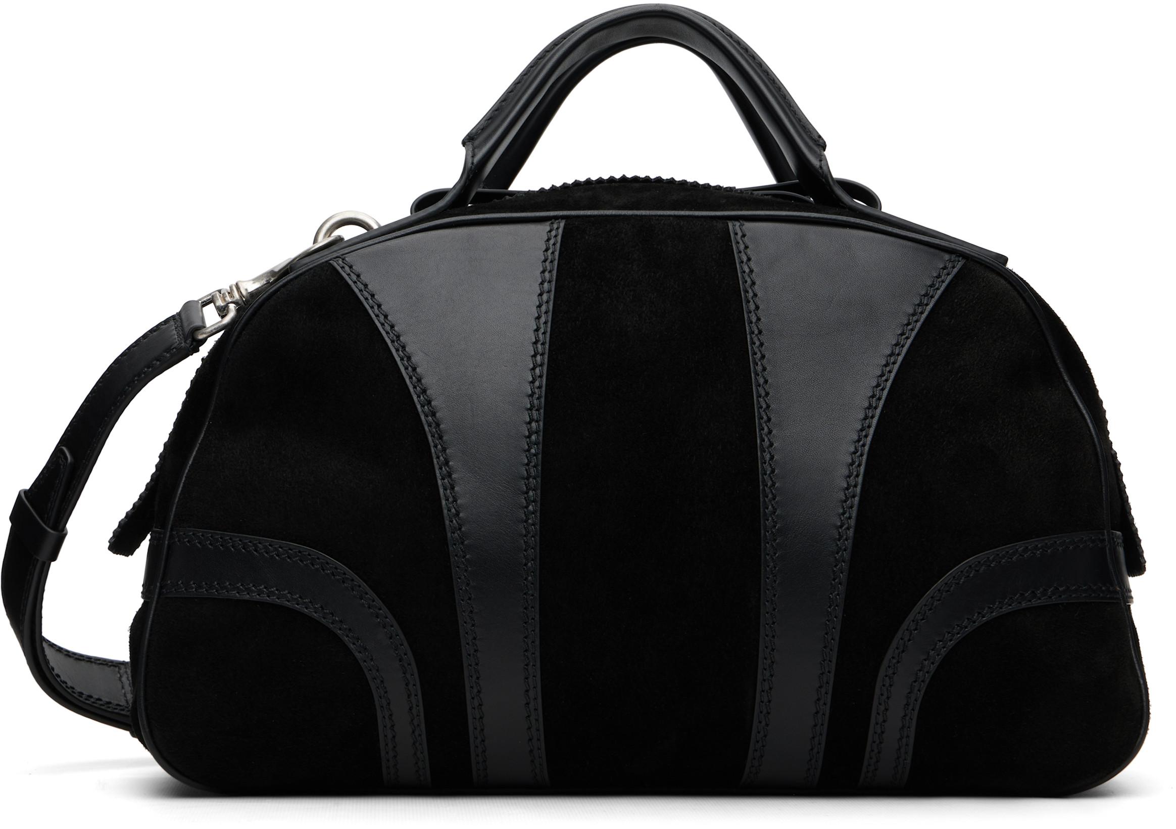 Black Suede Duffle Bag by DRIES VAN NOTEN