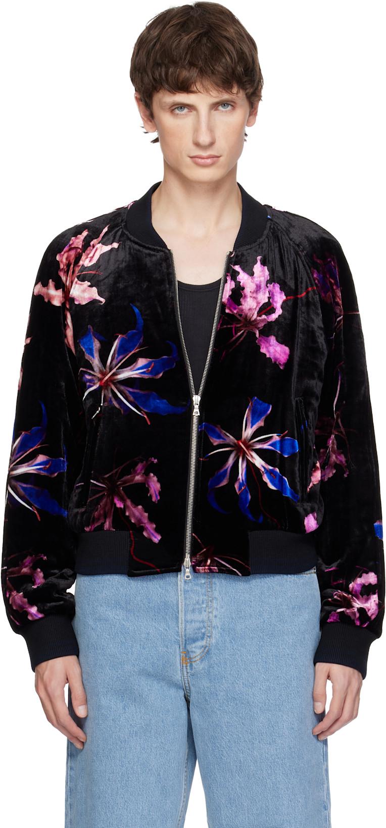 Black Velvet Bomber Jacket by DRIES VAN NOTEN