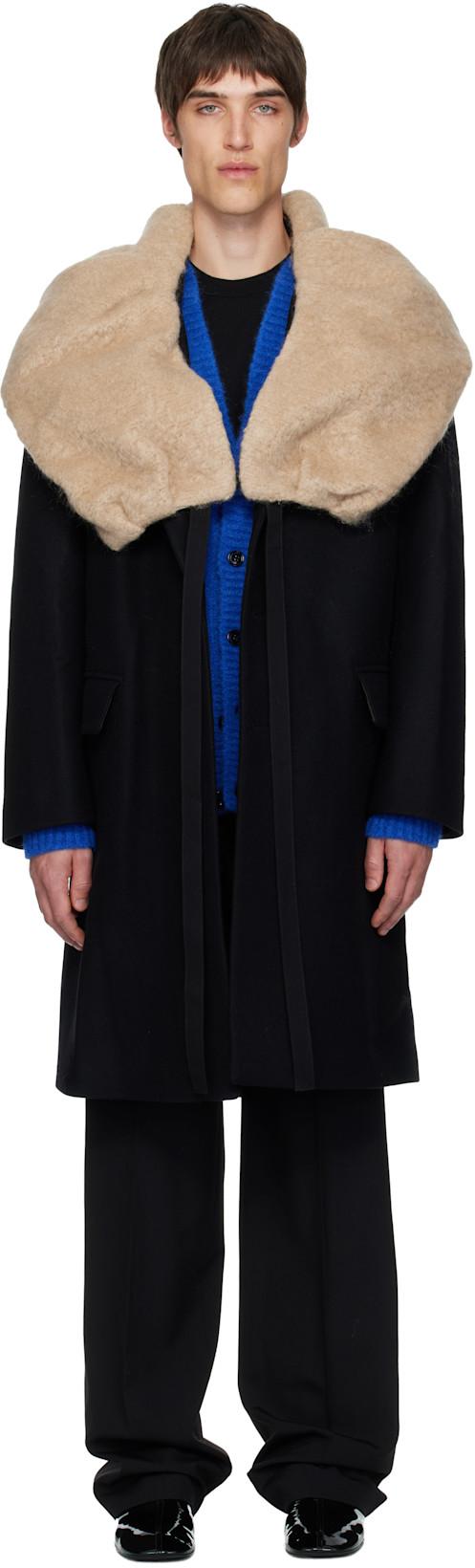 Black Wool Collar Coat by DRIES VAN NOTEN