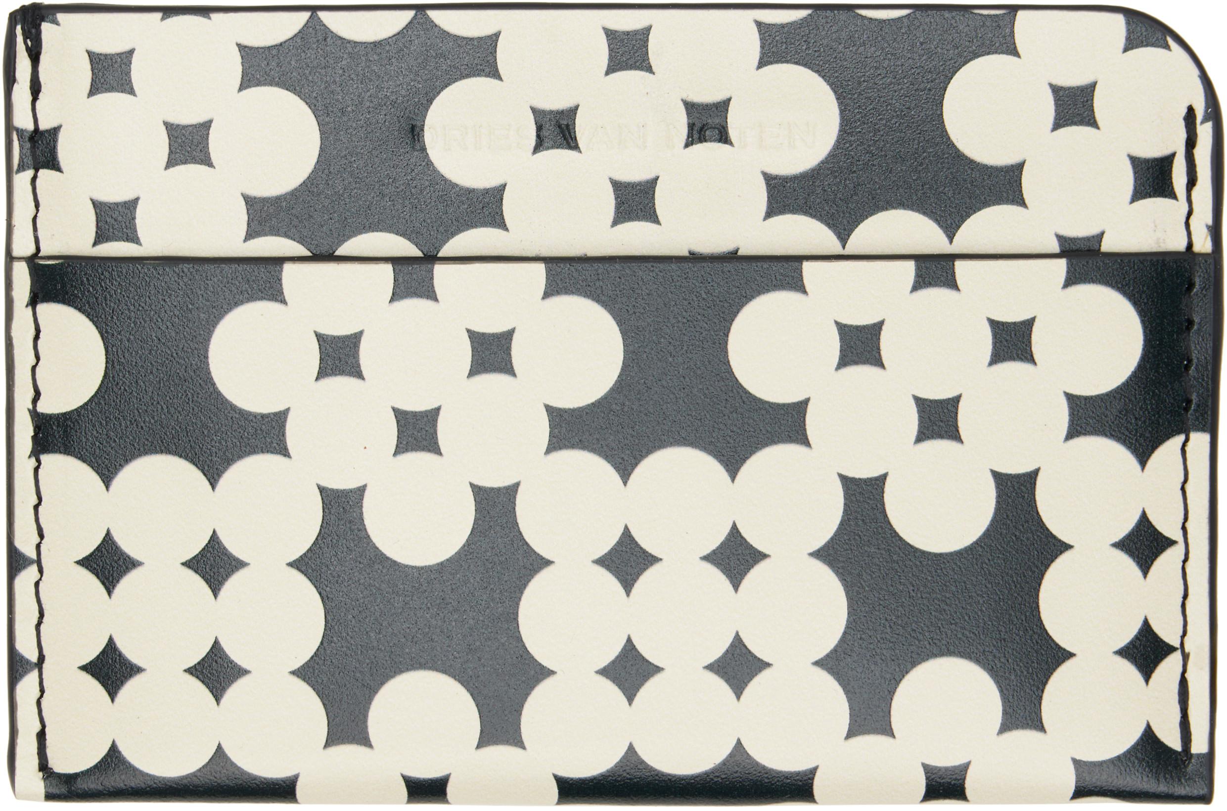 Black & Off-White Calfskin Card Holder by DRIES VAN NOTEN