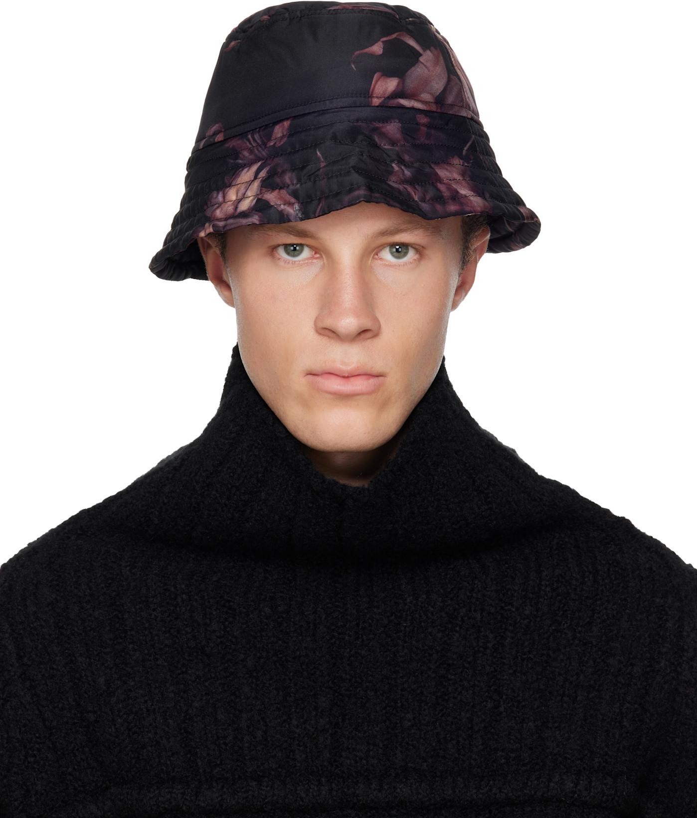 Black & Pink Printed Bucket Hat by DRIES VAN NOTEN