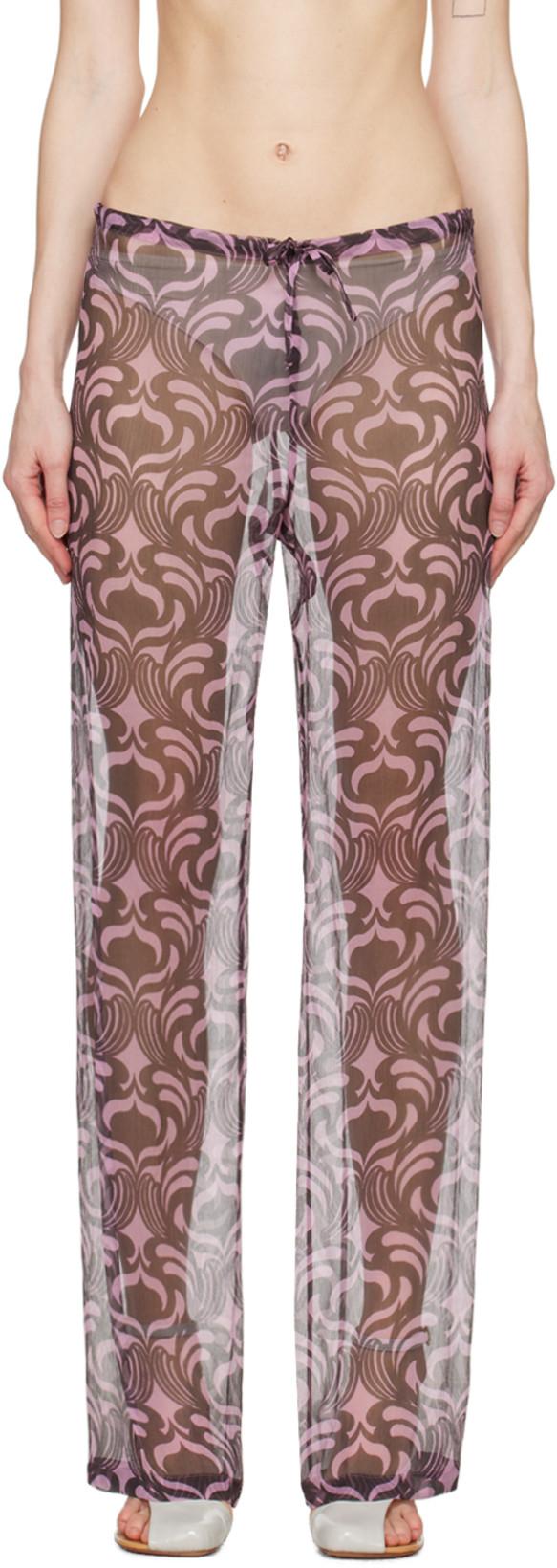 Black & Pink Printed Trousers by DRIES VAN NOTEN