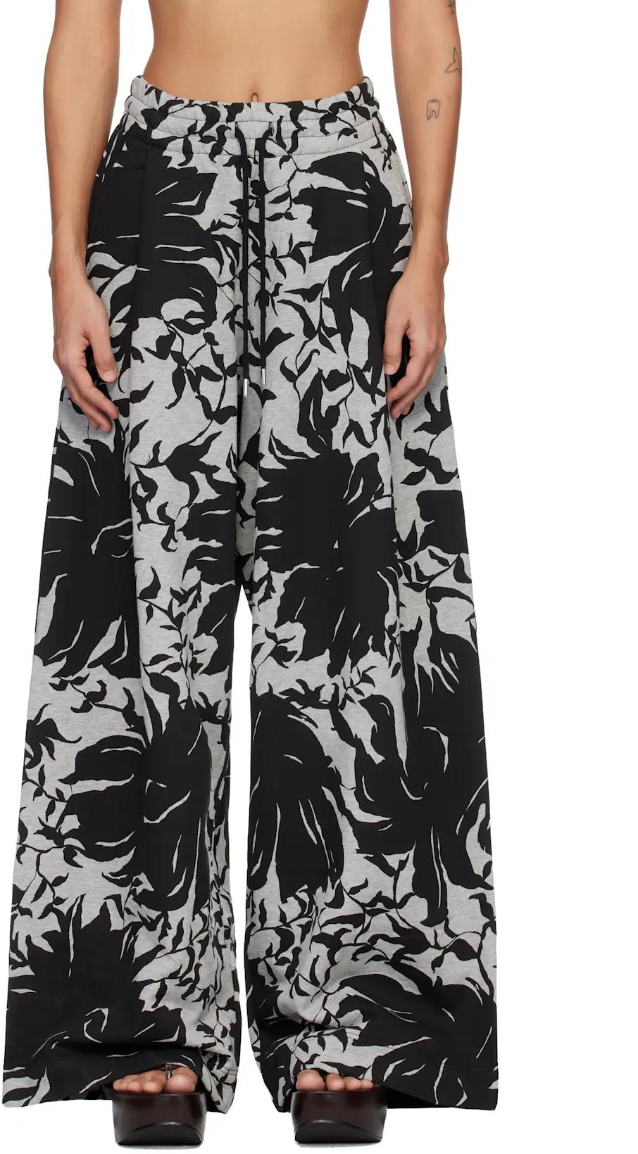 Black & White Loose Sweatpants by DRIES VAN NOTEN