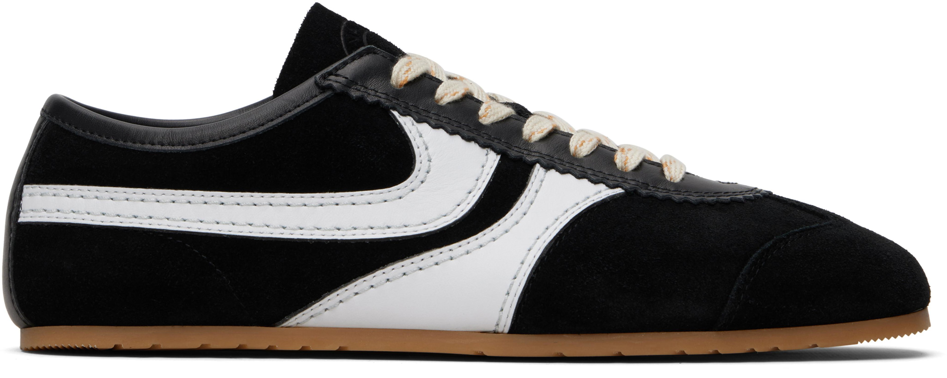 Black & White Suede Sneakers by DRIES VAN NOTEN