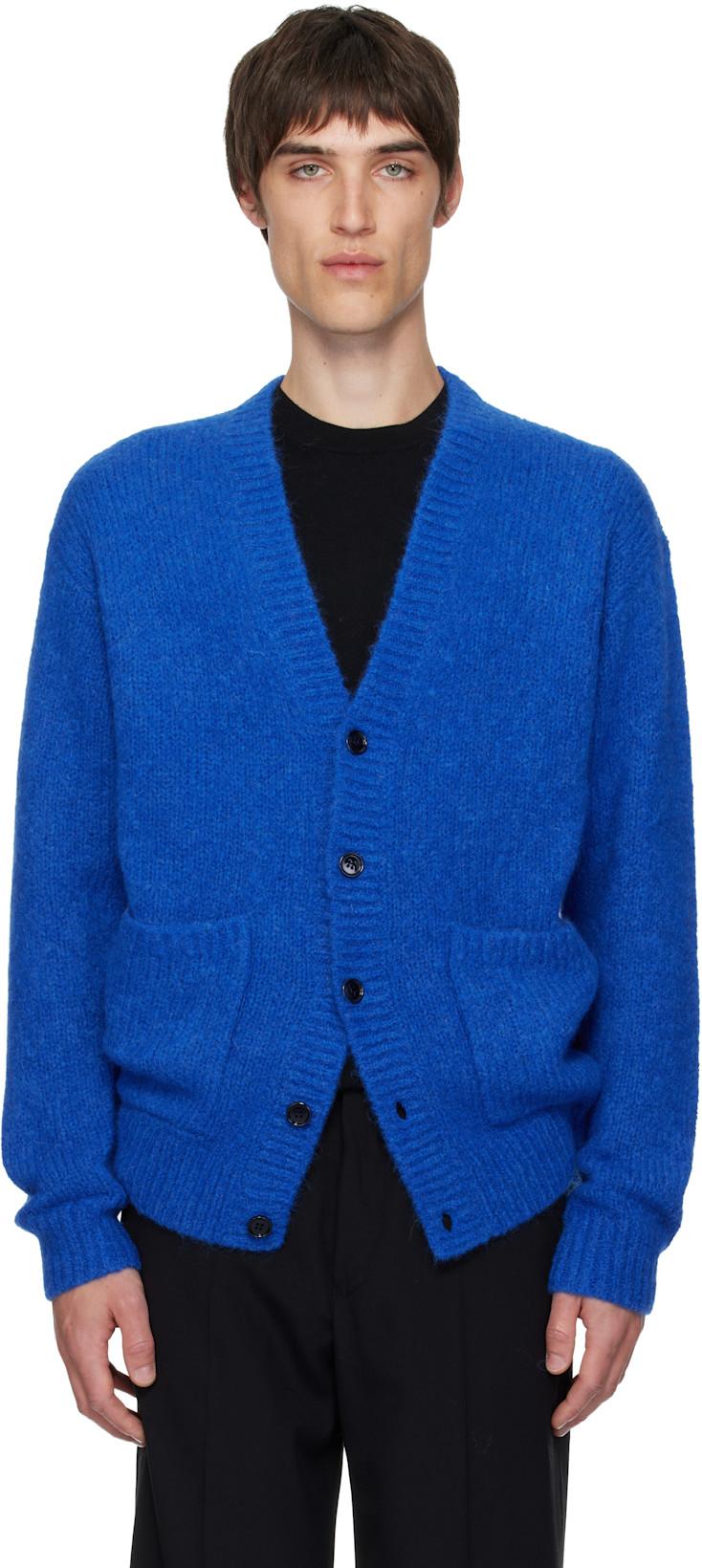 Blue Alpaca Cardigan by DRIES VAN NOTEN