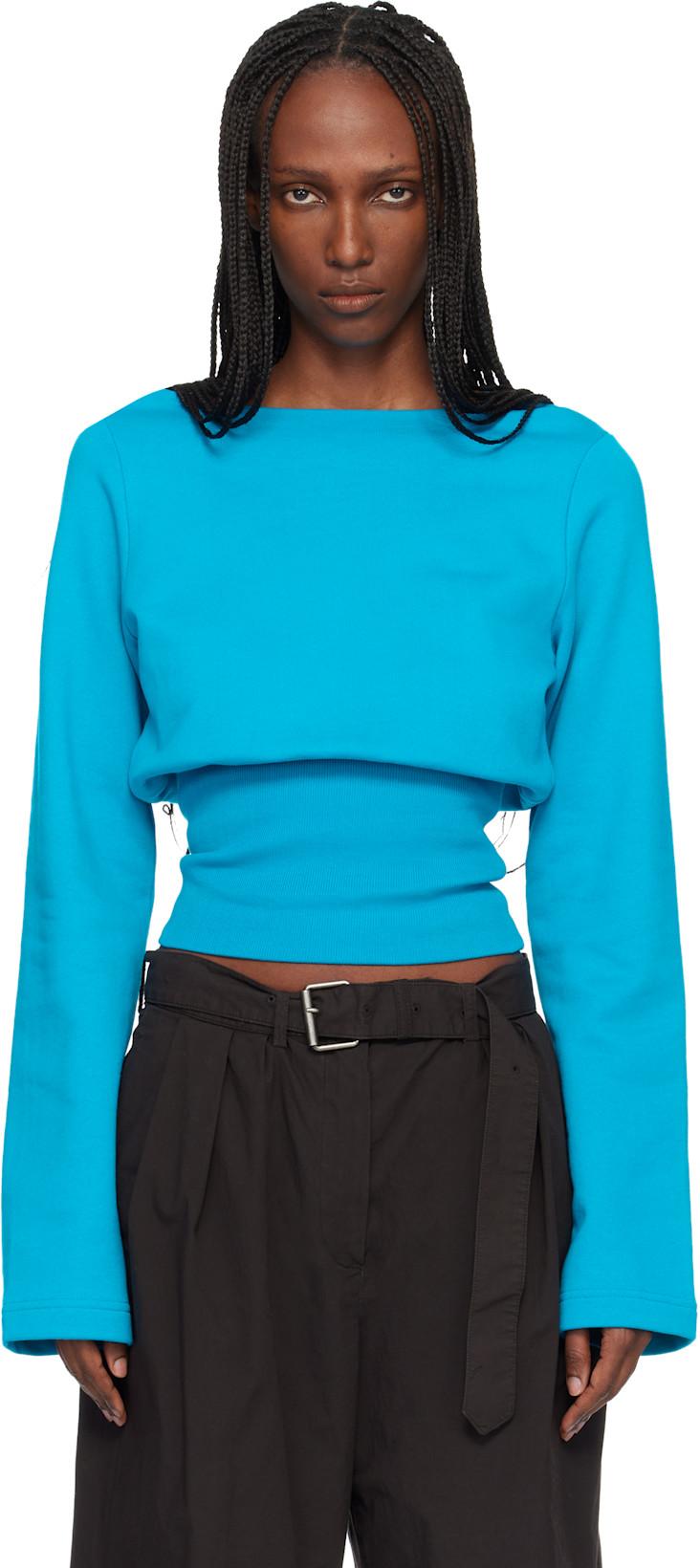 Blue Boat Neck T-shirt by DRIES VAN NOTEN