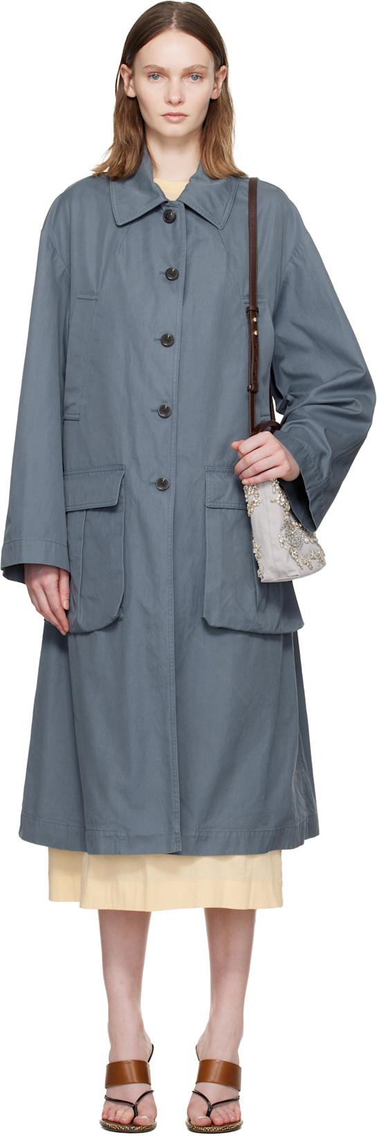 Blue Cotton Coat by DRIES VAN NOTEN