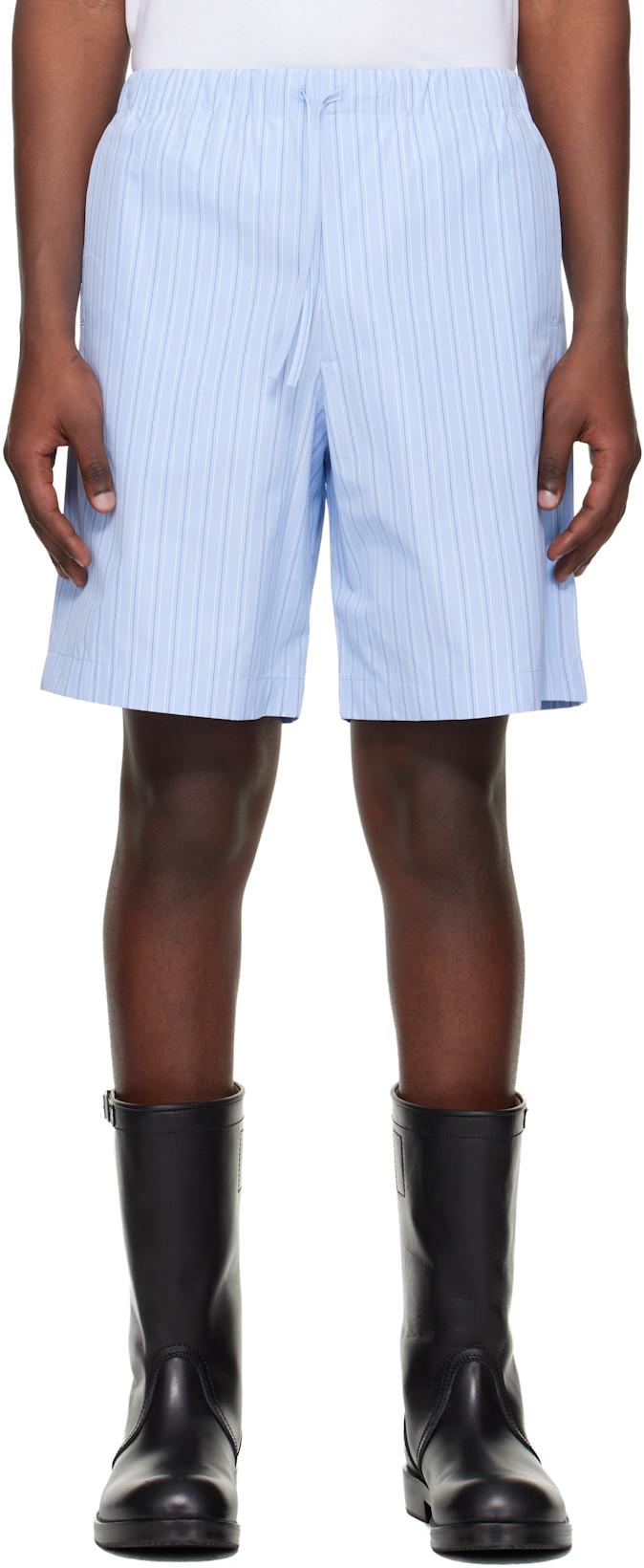 Blue Cotton Shorts by DRIES VAN NOTEN