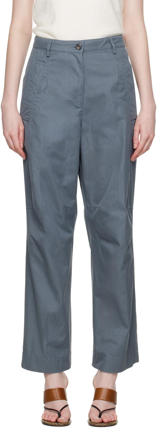 Blue Cotton Trousers by DRIES VAN NOTEN