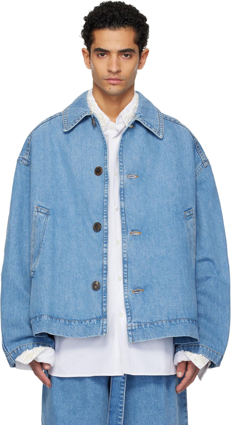 Blue Heavyweight Denim Jacket by DRIES VAN NOTEN