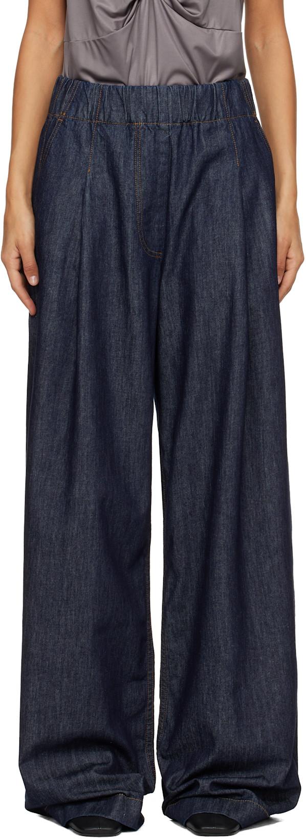 Blue Wide Leg Jeans by DRIES VAN NOTEN