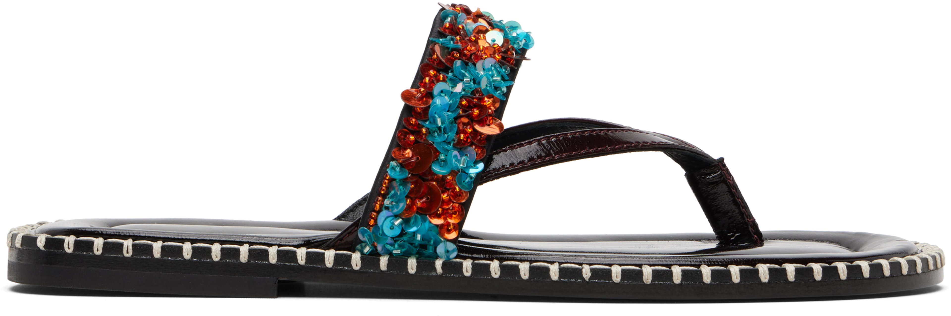 Blue & Orange Embellished Sandals by DRIES VAN NOTEN