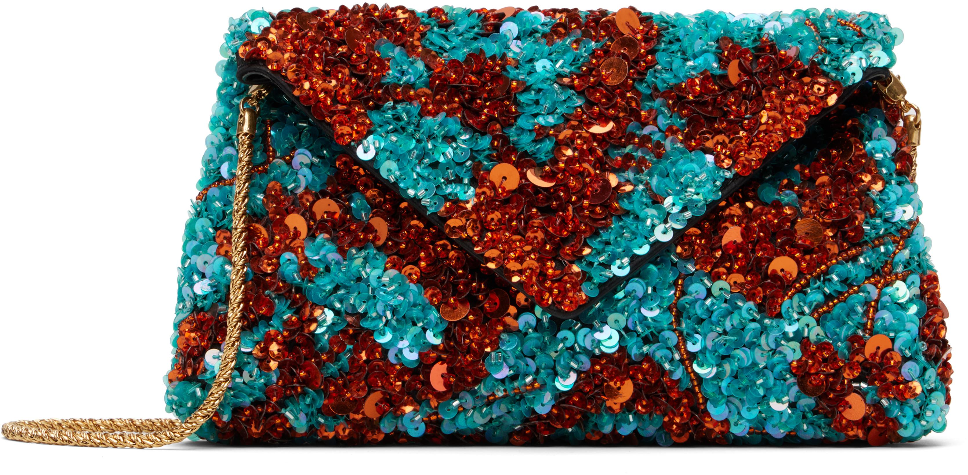 Blue & Orange Silk Clutch by DRIES VAN NOTEN