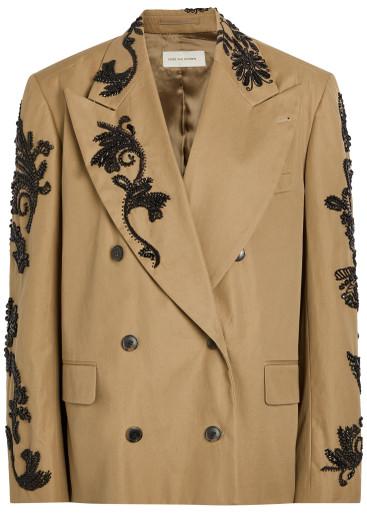 Bosea bead-embellished cotton-twill blazer by DRIES VAN NOTEN