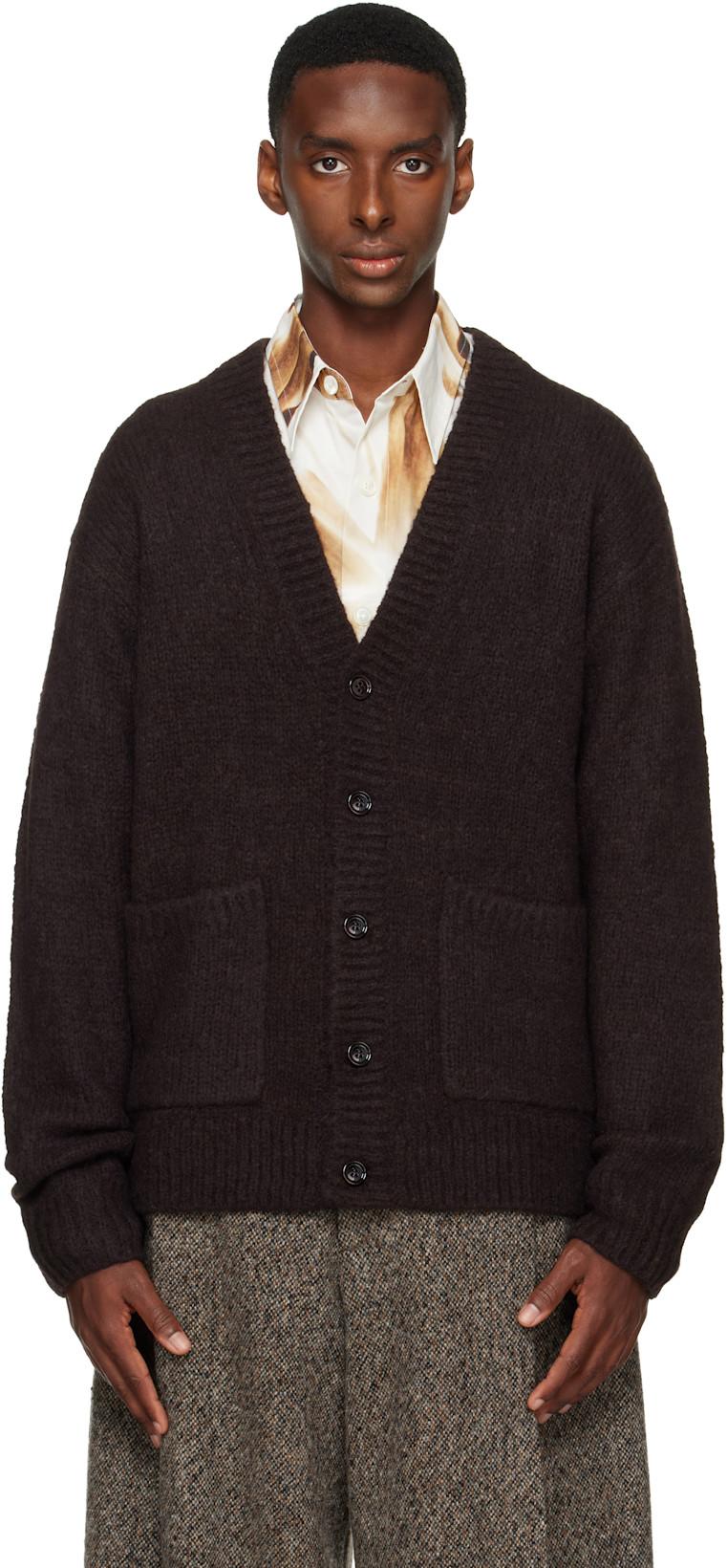 Brown Alpaca Cardigan by DRIES VAN NOTEN