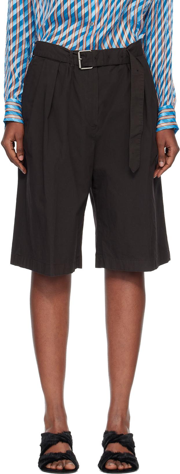 Brown Belted Shorts by DRIES VAN NOTEN
