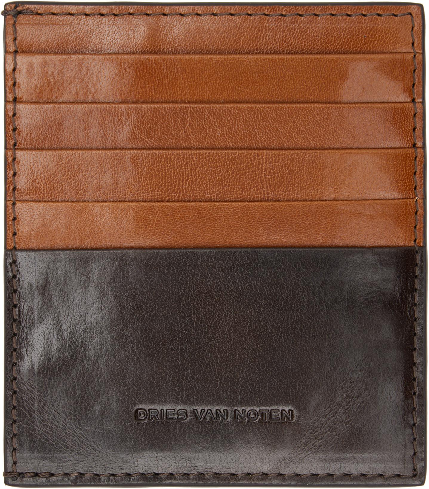 Brown Calfskin Card Holder by DRIES VAN NOTEN